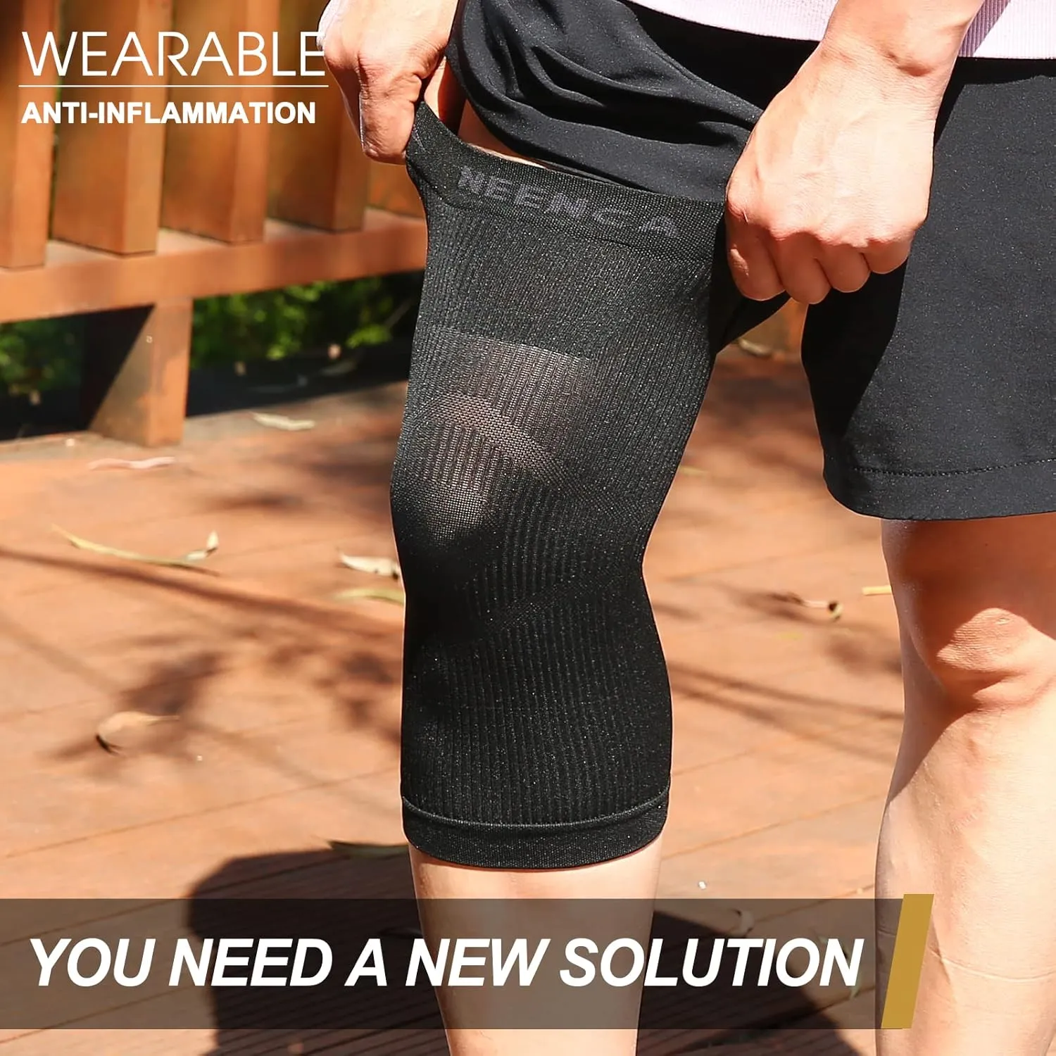 NEENCA Ultra-thin Knee Sleeve for Knee Pain, Lightest Knee Compression Sleeve with Graphene Ions Infused Fabric for Pain Relief, Swelling, Arthritis, Poor Circulation, Running, Sport- FSA/HSA Approved