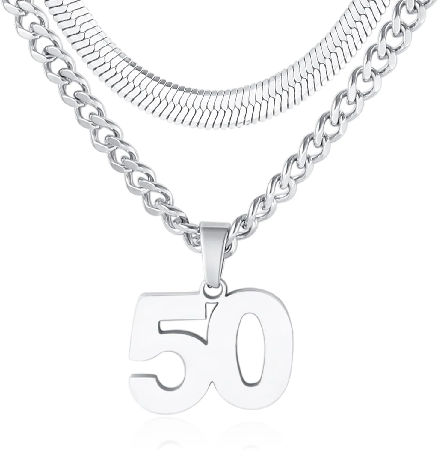 Number Necklace, Layered Necklace for Men Boys Kids, Number Necklace for Boy Athlete, 18 20 In Stainless Steels Chain for Men With Number Pendant, Basketball Football Baseball Number Necklaces for Boys