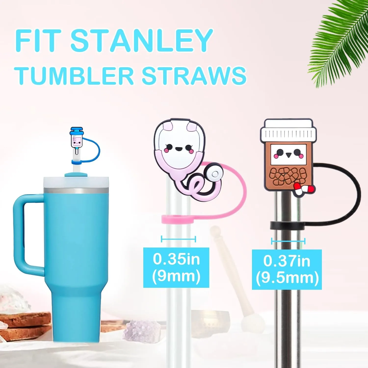 Nurse Straw Covers Cap 12 Pcs for Stanley Cup 30&40 Oz, Tumbler, Water Bottle Silicone Straw Toppers Fit 10mm Reusable Straws, Cute Nurse Gifts