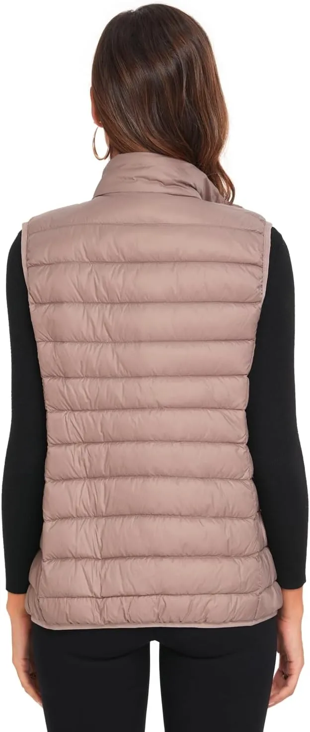 Obosoyo Women's Ultra Light Long Down Vest Winter Packable Down Jacket Lightweight Outdoor Puffer Vest Coat