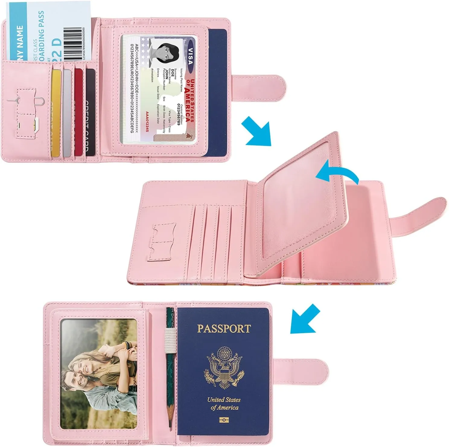 passport holder, passport cover, vaccine card holder, waterproof leather travel wallet with rfid blocking for men/women