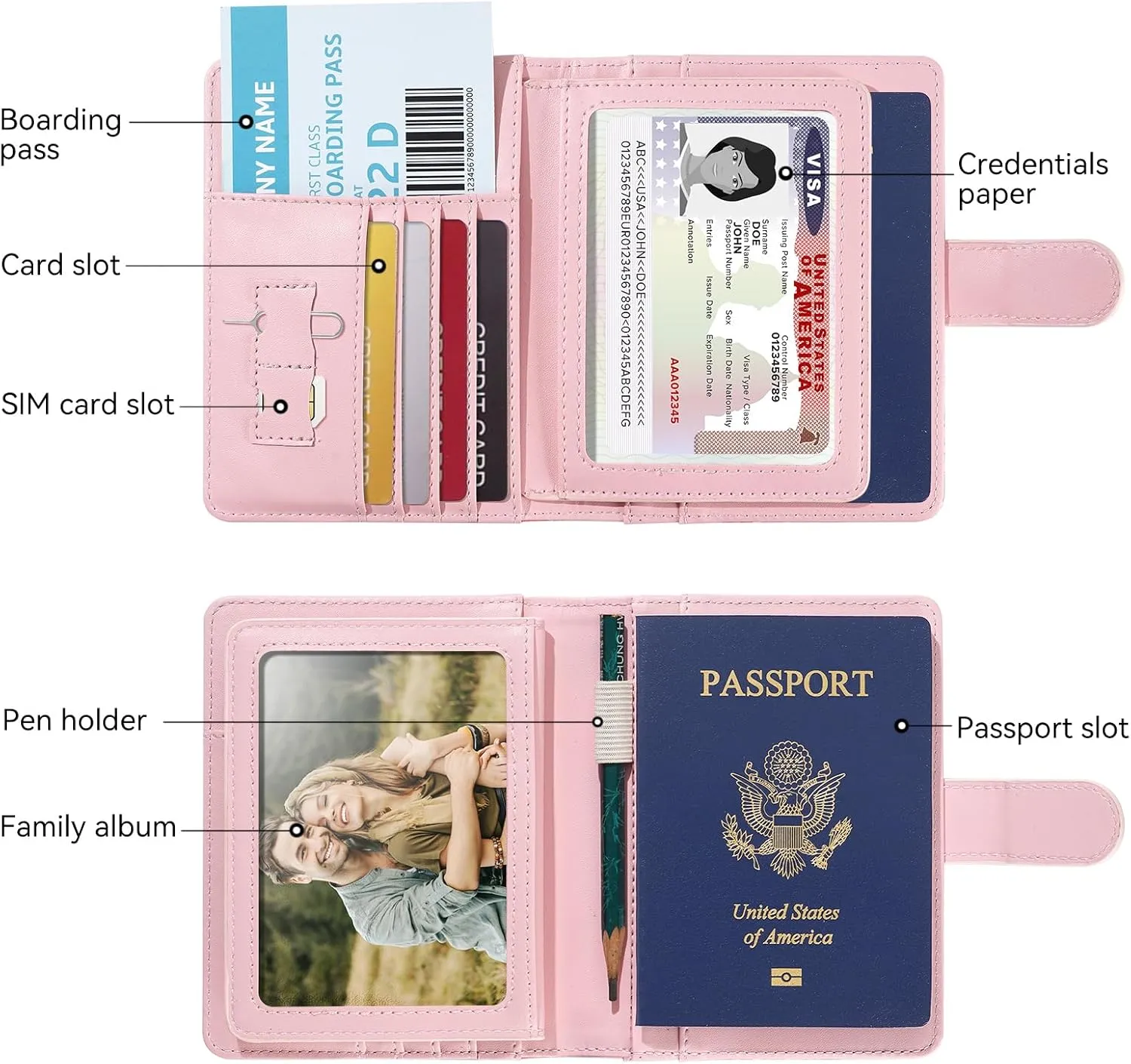 passport holder, passport cover, vaccine card holder, waterproof leather travel wallet with rfid blocking for men/women
