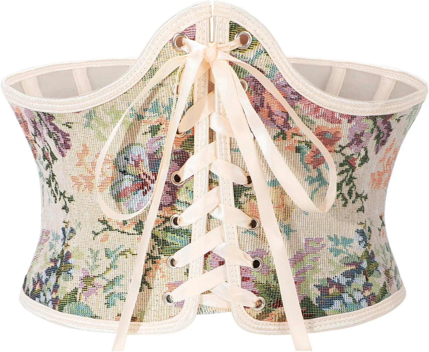 Renaissance Corset Belt for Women Wide Waist Belt Lace-up Floral Corset Underbust Corset