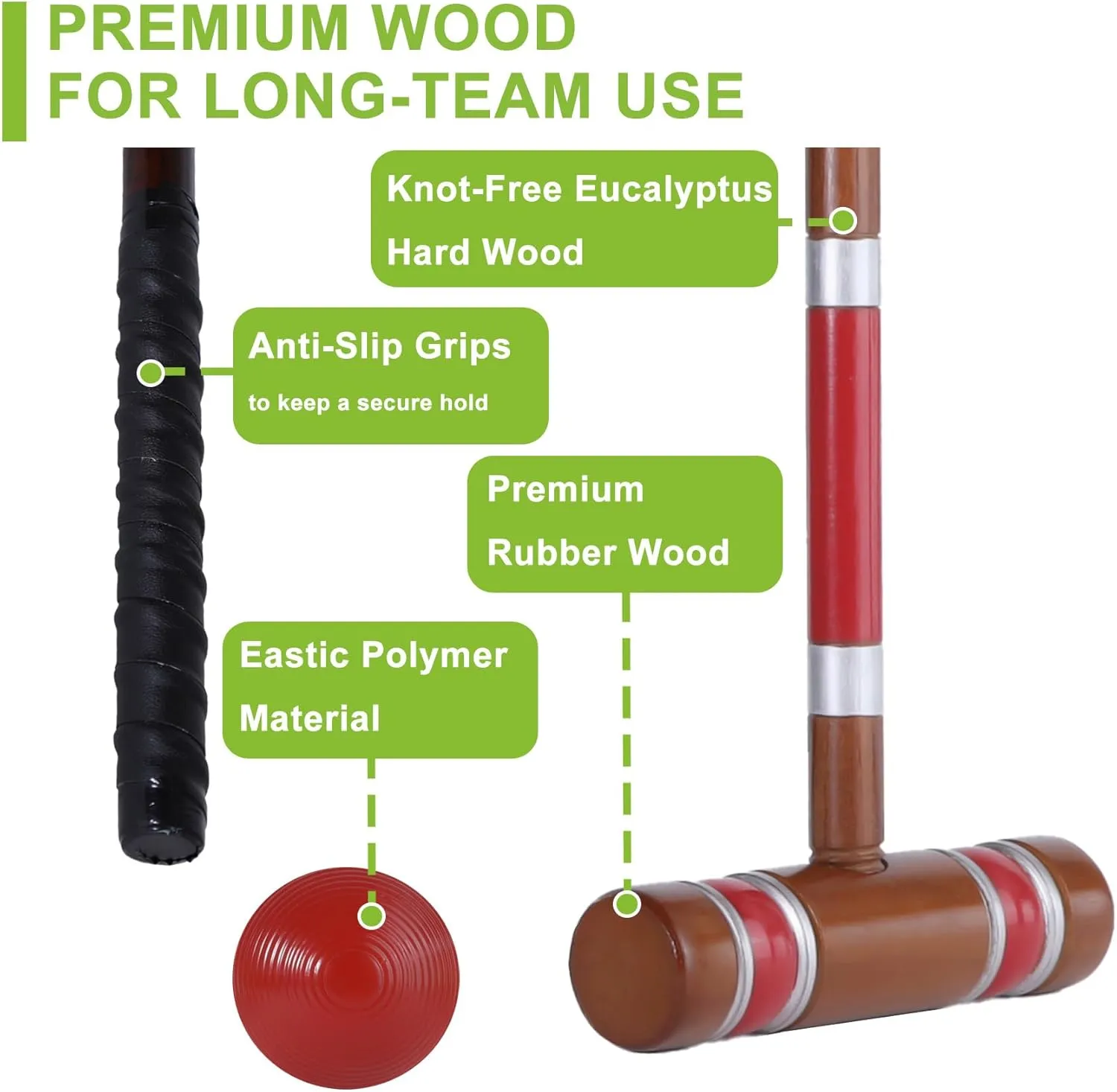 Six Player Croquet Set, 28 Croquet Set with Wooden Mallets/Colored Ball/Wickets/Stakes for Adults/Teenager/Family-Perfect for Lawn/Backyard Game/Park (Mahogany Color)