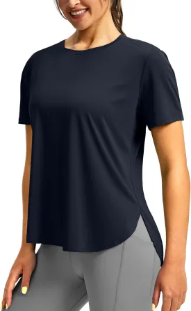 Soothfeel Women's Short Sleeve Workout Shirts UPF 50  Sun Protection Breathable Athletic Tee Tops Gym Running Yoga T-Shirts