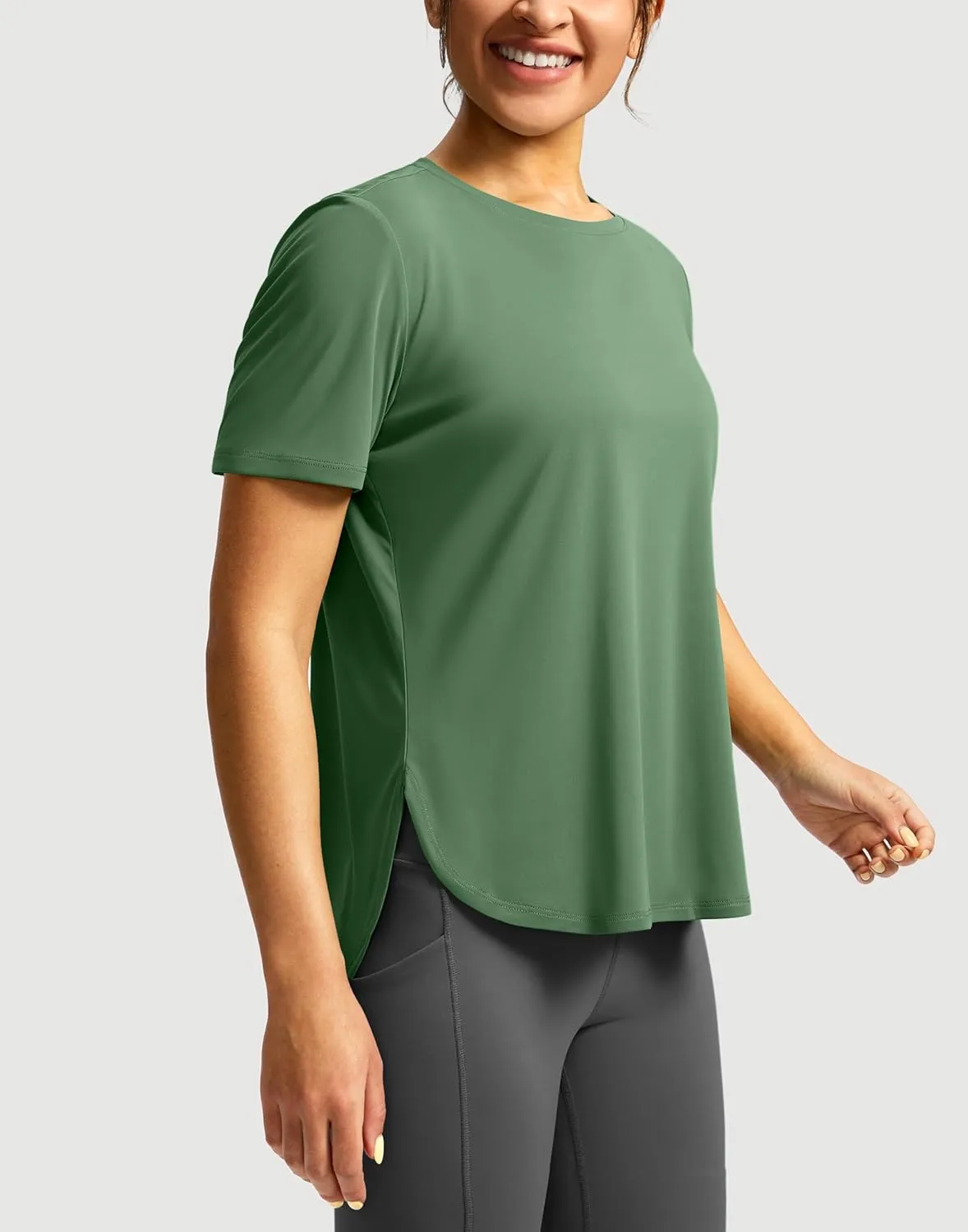 Soothfeel Women's Short Sleeve Workout Shirts UPF 50  Sun Protection Breathable Athletic Tee Tops Gym Running Yoga T-Shirts