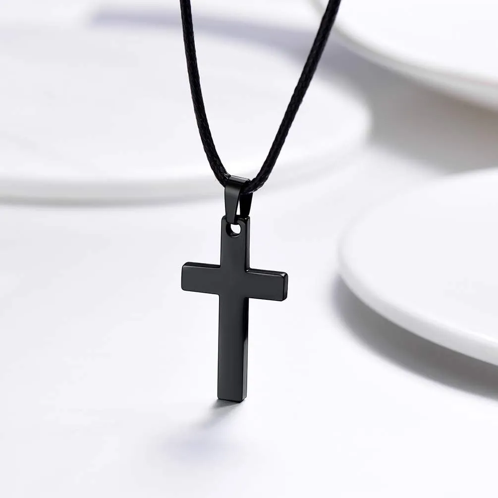 Stainless Steel Pendant Necklace for Men Women, Cool Punk Shark Teeth Necklace, Cross Necklace, Star Of David Necklace, Black Leather Cord, Come Box