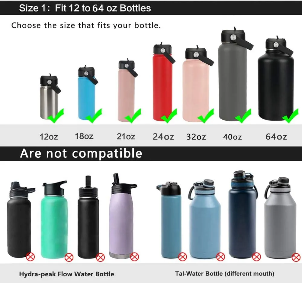 Straw lid for Hydroflask Wide Mouth Water bottle,Flex Straw Lid compatible with Hydro Flask 12 16 18 20 32 40 64 oz,Sports Straw Cap Flip Top Lid Water Bottle Lid Accessories