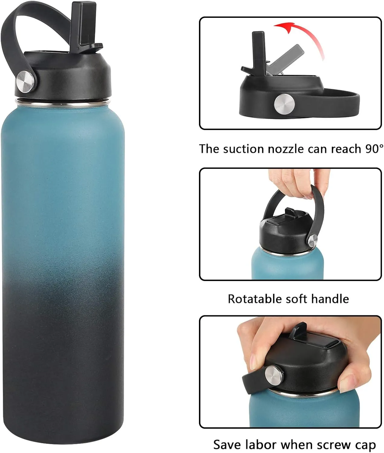 Straw lid for Hydroflask Wide Mouth Water bottle,Flex Straw Lid compatible with Hydro Flask 12 16 18 20 32 40 64 oz,Sports Straw Cap Flip Top Lid Water Bottle Lid Accessories