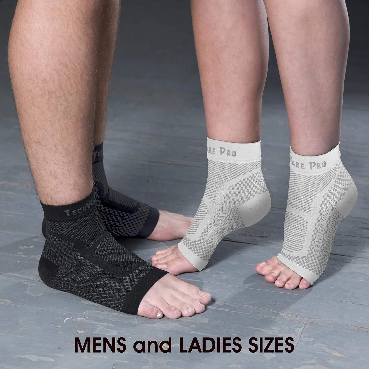 TechWare Pro Ankle Brace Compression Sleeve - Plantar Fasciitis Sock. Relieves Achilles Tendonitis. Foot Arch Support Reduces Joint Pain, Swelling & Heel Spur Pain. Injury Recovery Braces for Sports