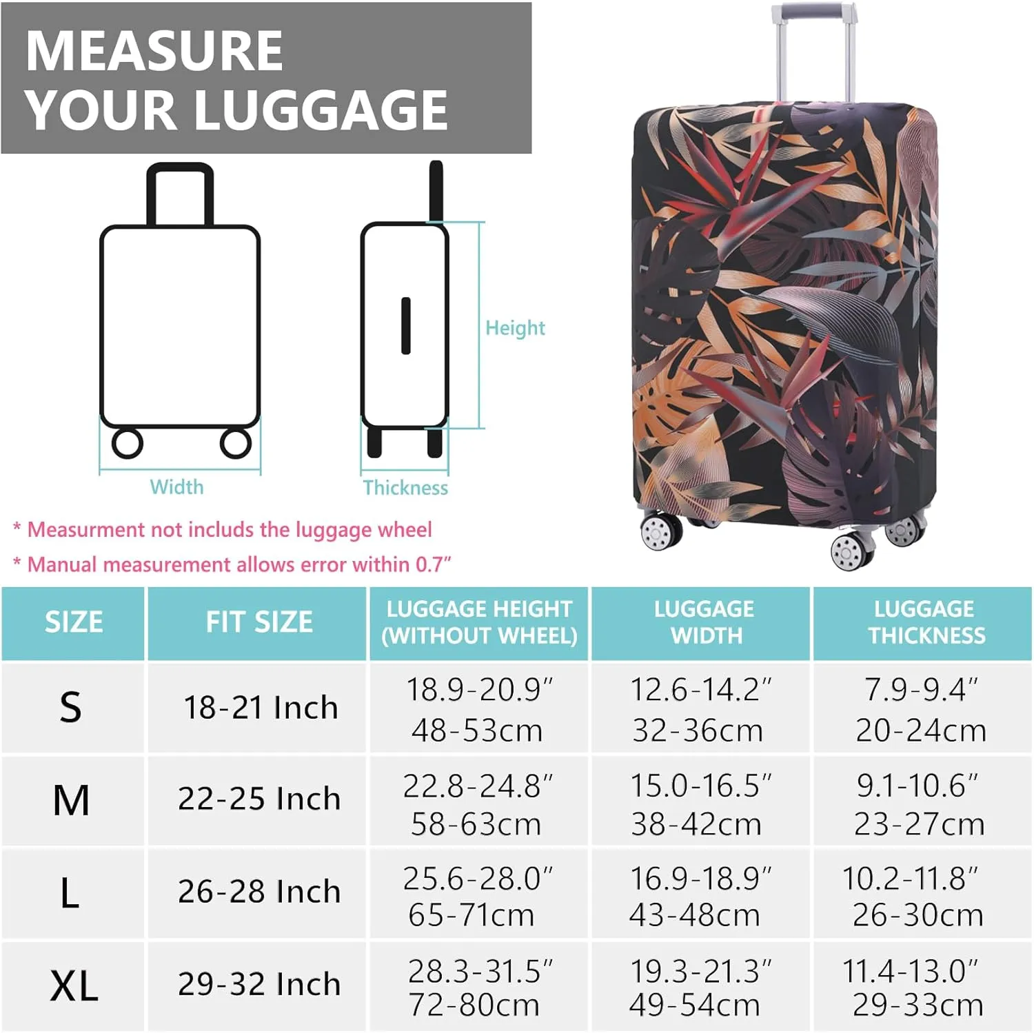 TRAVELKIN Luggage Cover Washable Suitcase Protector Anti-scratch Suitcase cover Fits 18-32 Inch Luggage