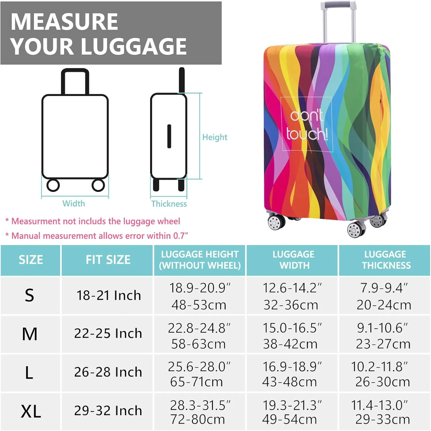 TRAVELKIN Luggage Cover Washable Suitcase Protector Anti-scratch Suitcase cover Fits 18-32 Inch Luggage