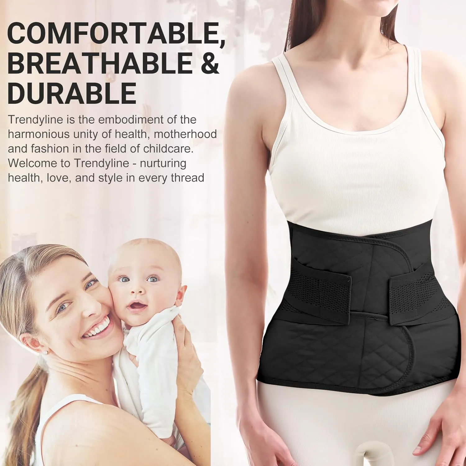 Trendyline Postpartum Belly Band Wrap: Abdominal Binder Post Surgery Postpartum Belly Wrap Post Partum Binder - C Section Recovery Support Belt Postpartum Girdle Stomach Hysterectomy Belly Band