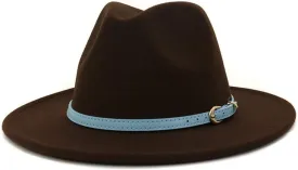 Winter Autumn Men Women Cotton Fedora Fashion Jazz Fedora Hat Sun Hat Gentleman Hat Panama Straw Hat (Color : Dark Coffee, Size : 56-58cm)