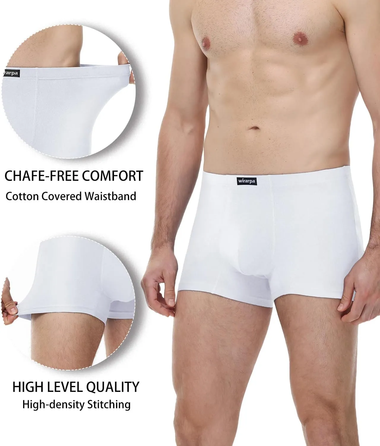 wirarpa Men's Cotton Trunks Underwear Short Leg Covered Band Boxer Briefs 4 Pack