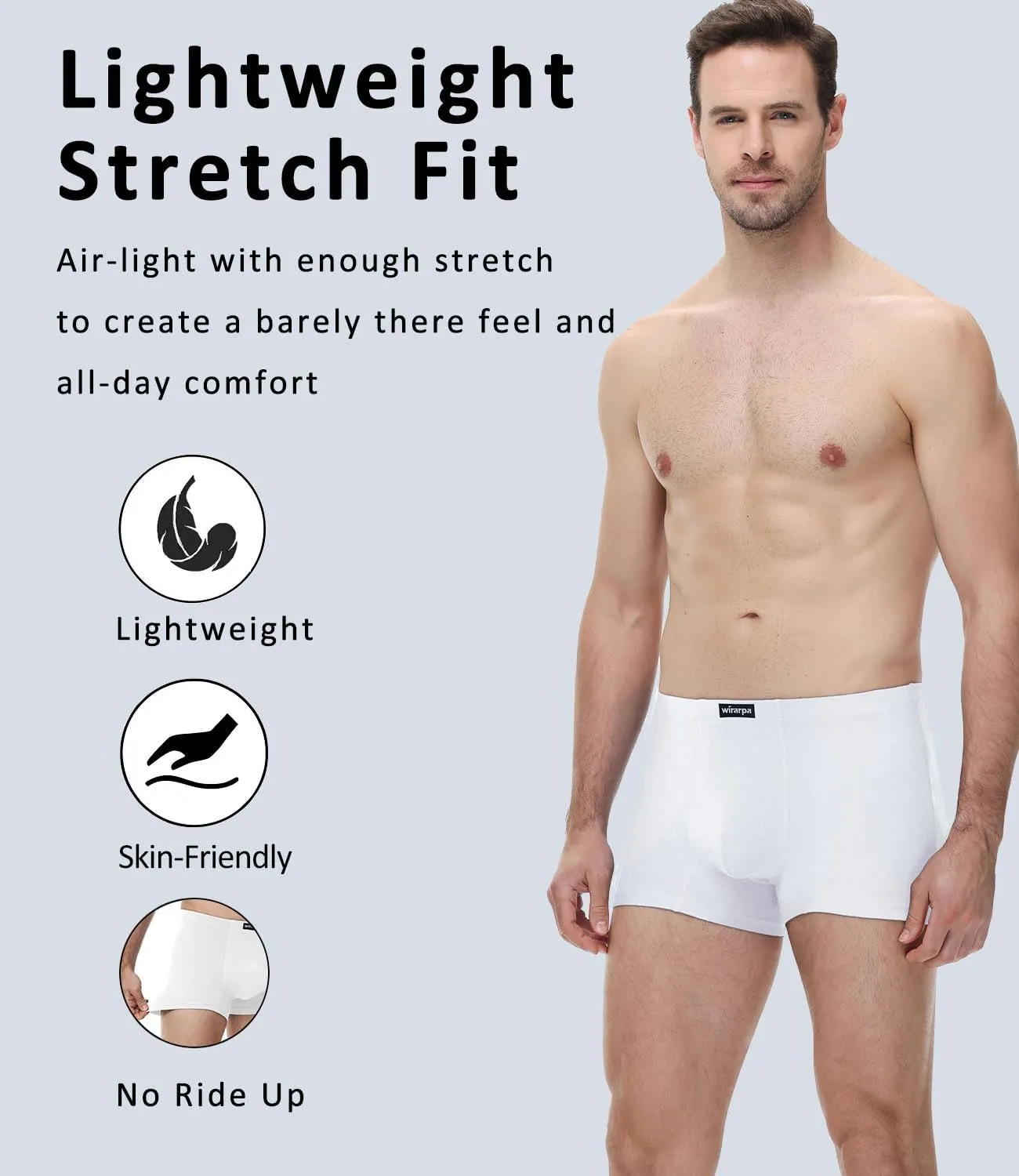 wirarpa Men's Cotton Trunks Underwear Short Leg Covered Band Boxer Briefs 4 Pack