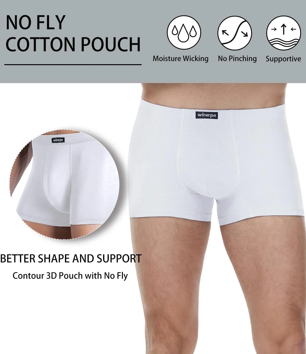 wirarpa Men's Cotton Trunks Underwear Short Leg Covered Band Boxer Briefs 4 Pack