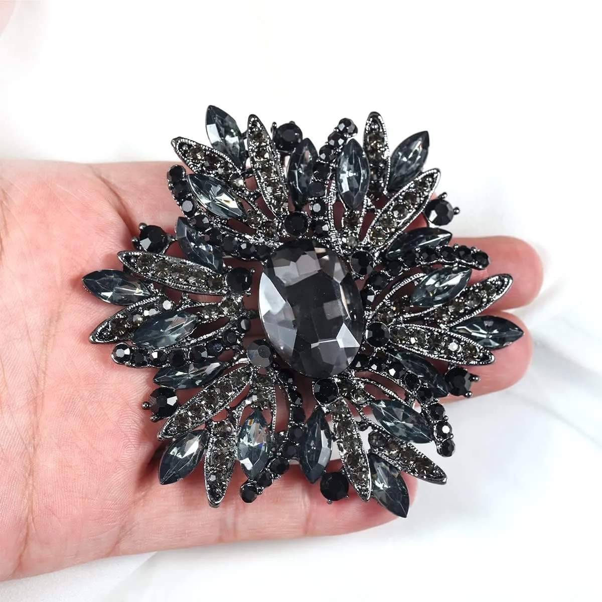 YOQUCOL Sunflower Shape Crystal Big Large Heavy Brooch Pin Rhinestone Scarf Decoration Corsage Cloth Pin for Women Girls