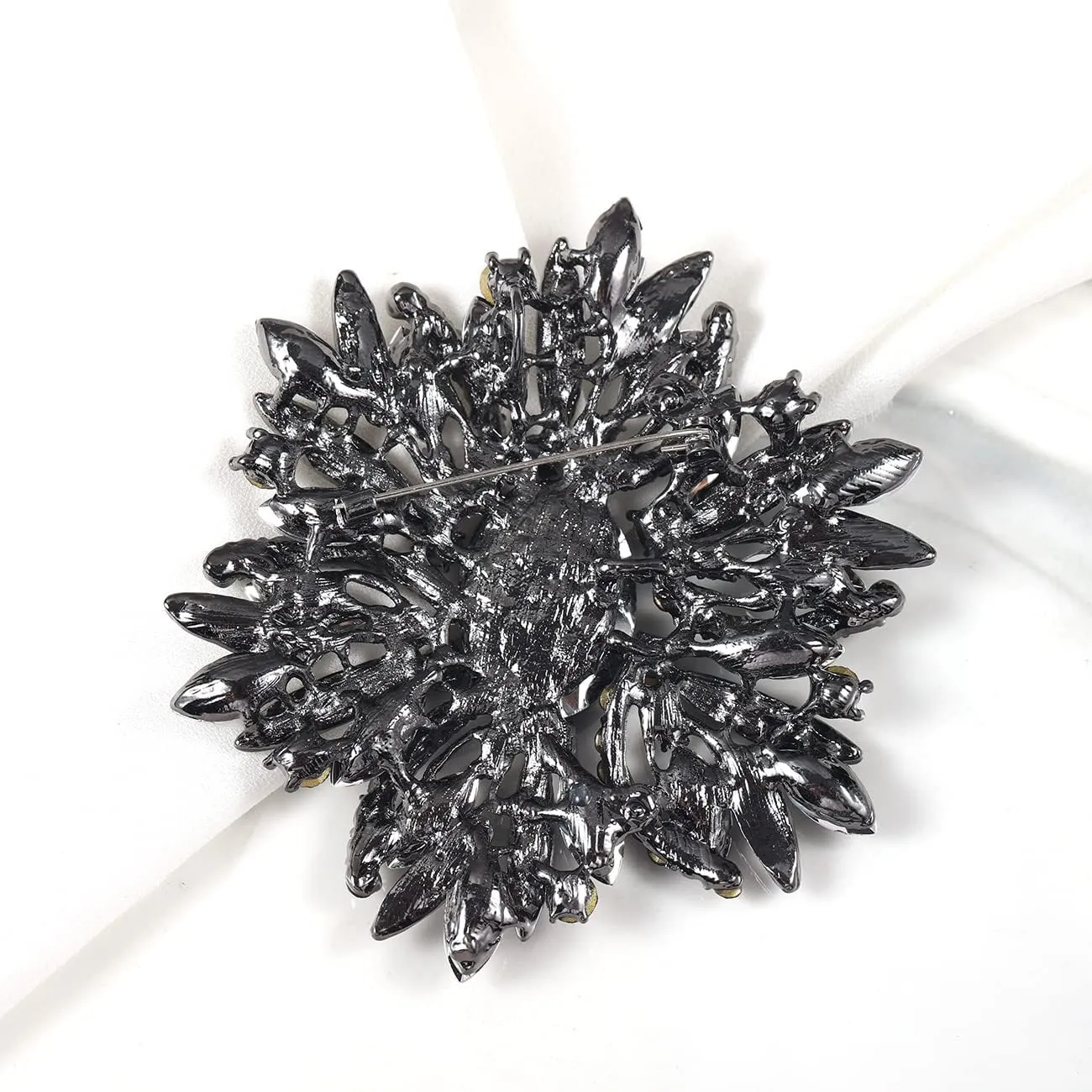 YOQUCOL Sunflower Shape Crystal Big Large Heavy Brooch Pin Rhinestone Scarf Decoration Corsage Cloth Pin for Women Girls