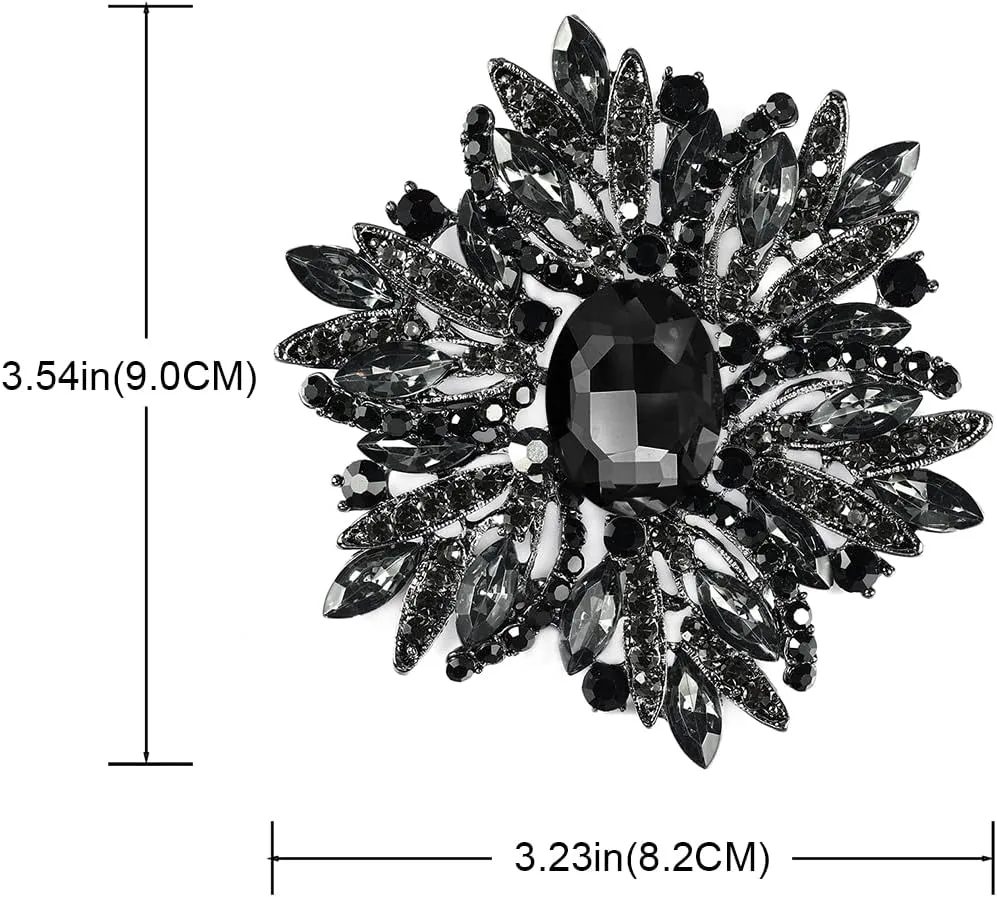 YOQUCOL Sunflower Shape Crystal Big Large Heavy Brooch Pin Rhinestone Scarf Decoration Corsage Cloth Pin for Women Girls