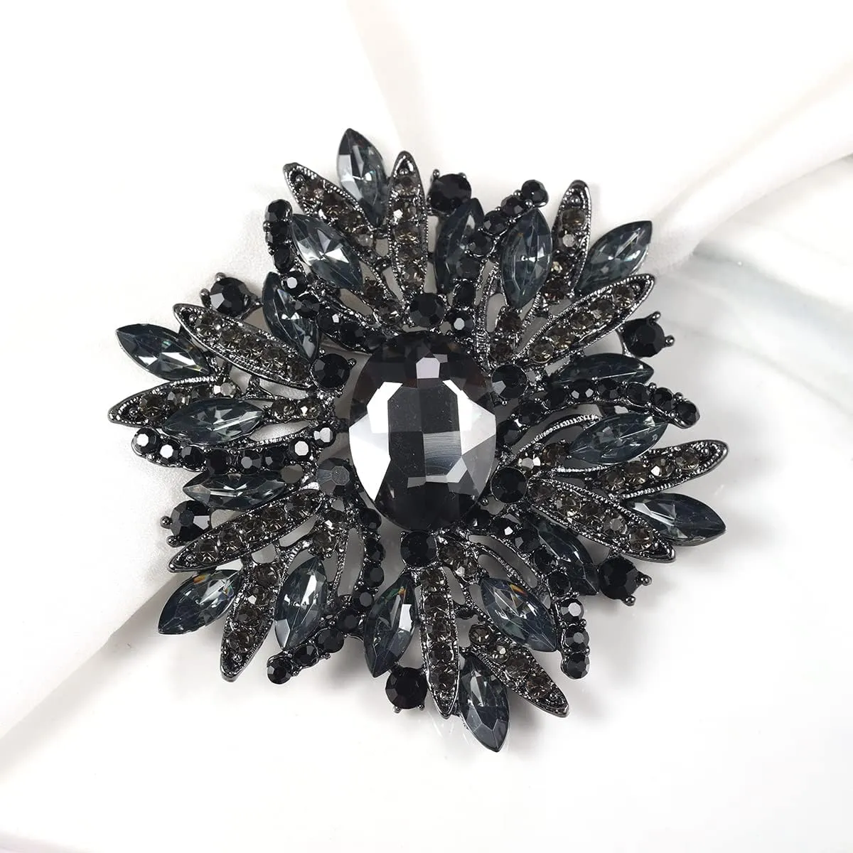 YOQUCOL Sunflower Shape Crystal Big Large Heavy Brooch Pin Rhinestone Scarf Decoration Corsage Cloth Pin for Women Girls